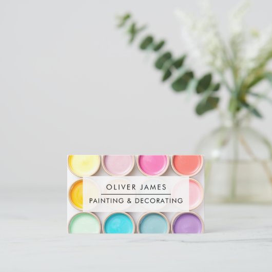 パステル絵を描ポットアーティストの画家またはデコレーター 名刺 (スタンド正面)