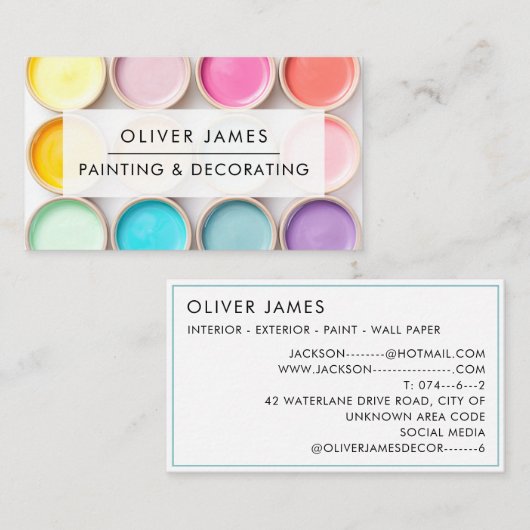 パステル絵を描ポットアーティストの画家またはデコレーター 名刺 (正面/裏面)