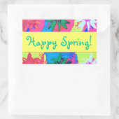 パステル絵を描(ばちゃばちゃ)跳ねるデイジー 長方形シール (バッグ)