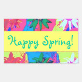 パステル絵を描(ばちゃばちゃ)跳ねるデイジー 長方形シール (正面)