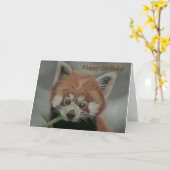 パステル絵画ズ・オブ・ア・レッド・パンダ – 誕生日・カード カード (黄色い花)