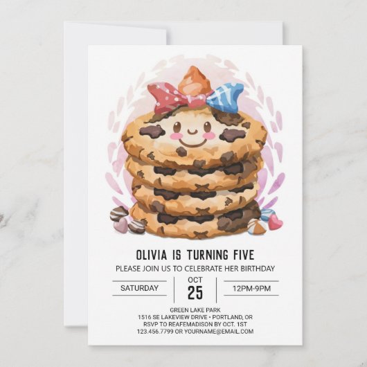 パステル編集可能キャンディークッキー誕生日 招待状 (正面)