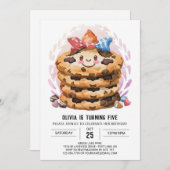 パステル編集可能キャンディークッキー誕生日 招待状 (正面/裏面)