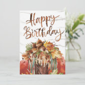 パステル編集可能シーズンオータム秋ハッピーバースデー カード (スタンド正面)
