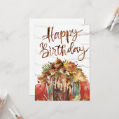 パステル編集可能シーズンオータム秋ハッピーバースデー カード (正面/裏面インサイチュ)