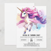 パステル編集可能ホース誕生日 招待状 (正面/裏面)