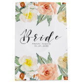 パステル縁どカラー – 花嫁タイポグラフィ ミディアムペーパーバッグ (正面)