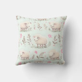 パステル羊と花柄のクッションカバー クッション (裏面)