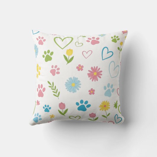 パステル肉球とハートのクッションカバー クッション (裏面)