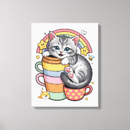 パステル肉球とレインボーシップ キャンバスプリント