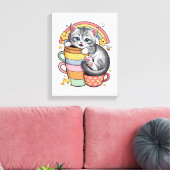 パステル肉球とレインボーシップ キャンバスプリント (インサイチュ (リビング))