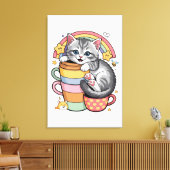 パステル肉球とレインボーシップ キャンバスプリント (インサイチュ (リビング))