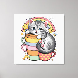 パステル肉球とレインボーシップ キャンバスプリント