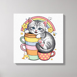 パステル肉球とレインボーシップ キャンバスプリント