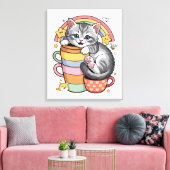 パステル肉球とレインボーシップ キャンバスプリント (インサイチュ (リビング))