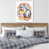 パステル肉球とレインボーシップ キャンバスプリント (インサイチュ (寝室))