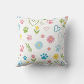 パステル肉球プリントとハートスロー枕 クッション (裏面)