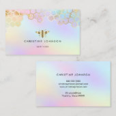 パステル背景事業にハニカムビーのロゴ  名刺 (正面/裏面)