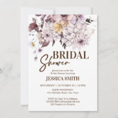 パステル自然ブラウン花ブライダルシャワー 招待状 (正面)