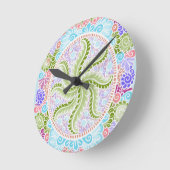 パステル自然マンダラアート ラウンド壁時計 (傾斜)