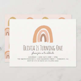 パステル自然レインボー1st誕生日招待状 招待状