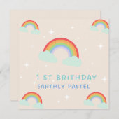 パステル自然レインボー1St誕生日 招待状 (正面/裏面)