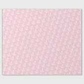 パステル航海のピンクのヴィンテージいかりパターン ラッピングペーパー (フラット)