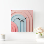 パステル色で背景をアーチ型にする スクエア壁時計 (ホーム)