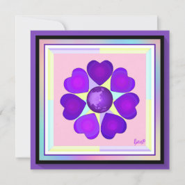 パステル色と紫のハートのビー空白のド