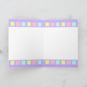 パステル色と紫のハートのビー空白のド サンキューカード (内部)