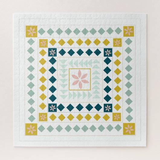 パステル色のかわいい幾何学模様キルト ジグソーパズル (縦)
