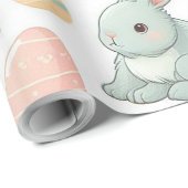 パステル色のイースターバニーとイースターエッグ ラッピングペーパー (ロールコーナー)
