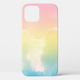 パステル色のグラデーションを持つ雲の背景。b iPhone 12ケース