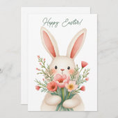パステル色のバニーを持つイースターカード シーズンカード (正面/裏面)