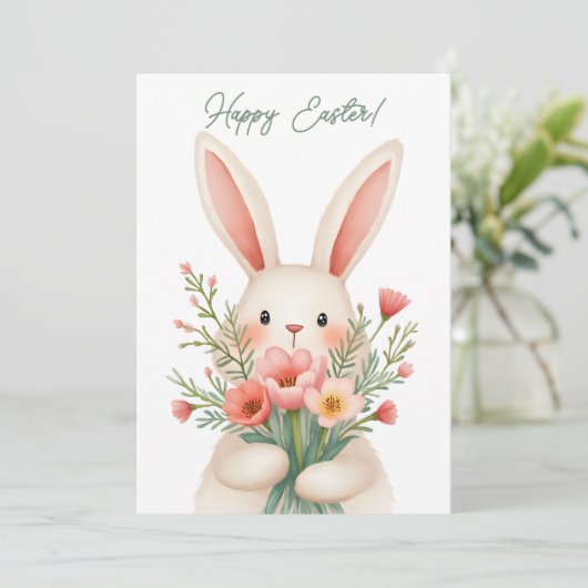 パステル色のバニーを持つイースターカード シーズンカード (スタンド正面)