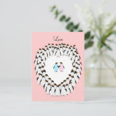 パステル色のペンギンのハート ポストカード (スタンド正面)