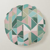 パステル色のミニマルな幾何学的パターン ラウンドクッション (裏面)