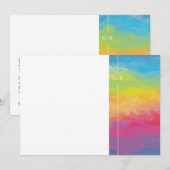 パステル色の水彩虹 招待状 (正面/裏面)