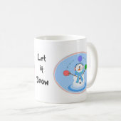 パステル色の玉をジャグリングする雪だるま コーヒーマグカップ (正面右)