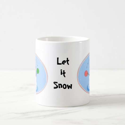 パステル色の玉をジャグリングする雪だるま コーヒーマグカップ (中央)