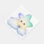 パステル色の笑顔の星と雲 スタンダードランチョンナプキン (角)