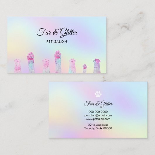 パステル色の素晴らしい毛皮の手 名刺 (正面/裏面)