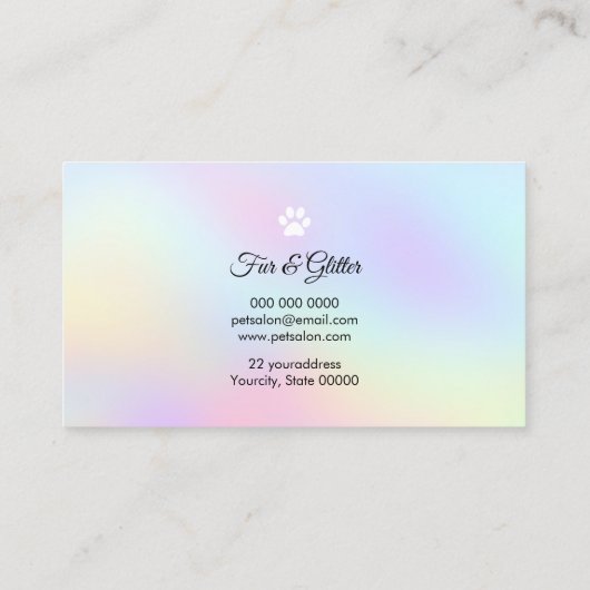 パステル色の素晴らしい毛皮の手 名刺 (裏面)