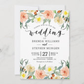 パステル色の縁ど花 招待状 (正面)