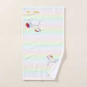 パステル色の美しいユニコーンと書道 バスタオルセット (ハンドタオル)