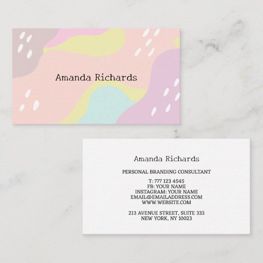 パステル色の背景を持つ名刺 名刺 (正面/裏面)