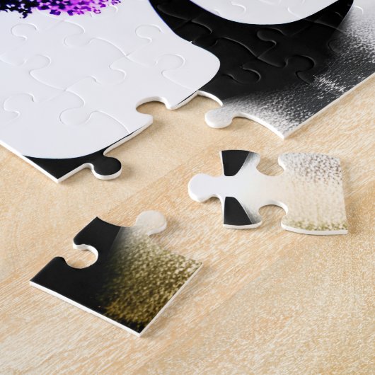 パステル色の葉を持つシルエットの木 ジグソーパズル (側面)