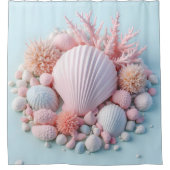 パステル色の貝殻とサンゴ風呂と美しい シャワーカーテン (正面)