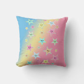 パステル色の顔を使ったかわいい星 クッション (正面)