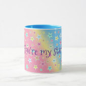 パステル色の顔を使ったかわいい星 マグカップ (中央)